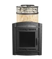 печь для бани прометалл атмосфера l в ламелях окаменевшее дерево + сетка new