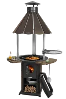 гриль с печью под казан тмф барабек черная бронза