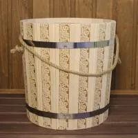 ведро 10л с пластмассовой вставкой русские узоры, банный эксперт